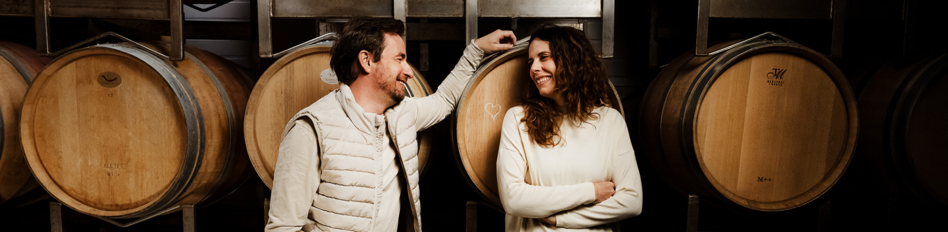 Katja and Patrick - founder of Zeronimo in the cellar checking new vintage